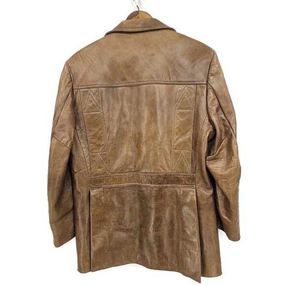 Vintage De Long Glazed Lamb Jacket Mens 40 Brown Lambskin Blazer - Picture 3 of 11